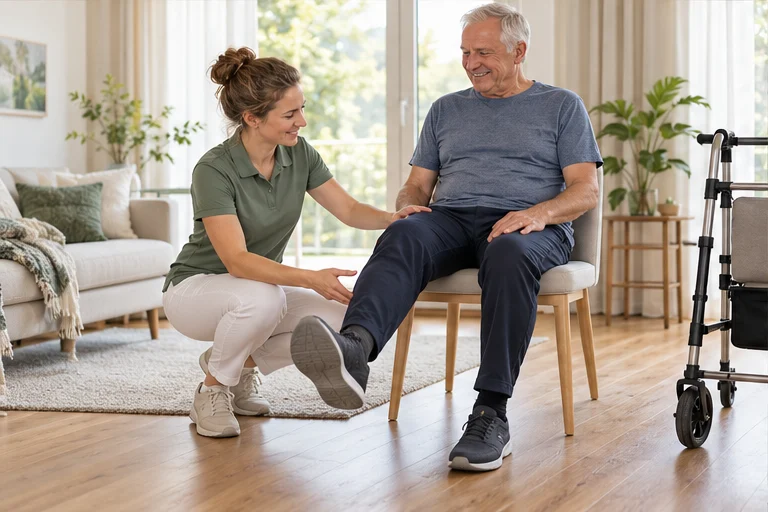 Physiotherapeutische Begleitung bei einem Hausbesuch