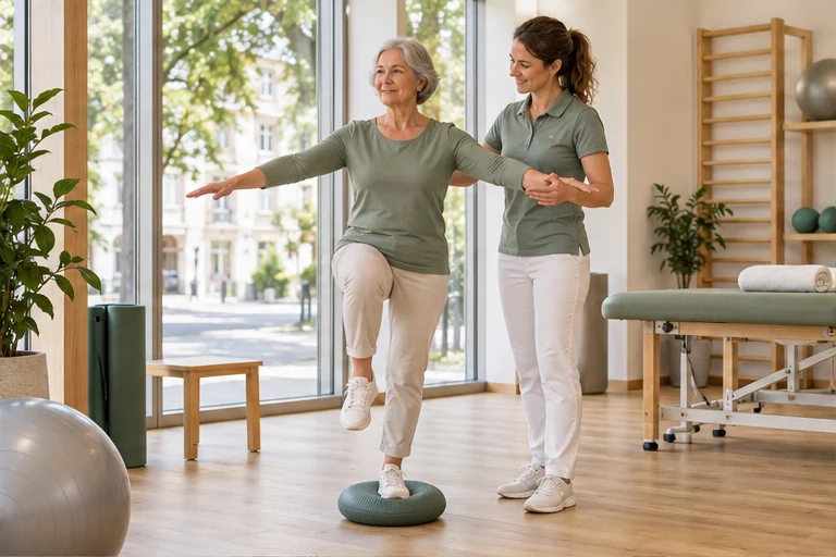 KI-Symbolbild einer physiotherapeutischen Behandlung, keine Aufnahme einer konkreten Praxis